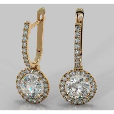 Ohrhänger Natürliche Runder Diamant 4,50 Karat