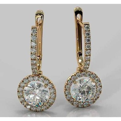 Ohrhänger Natürliche Runder Diamant 4,50 Karat