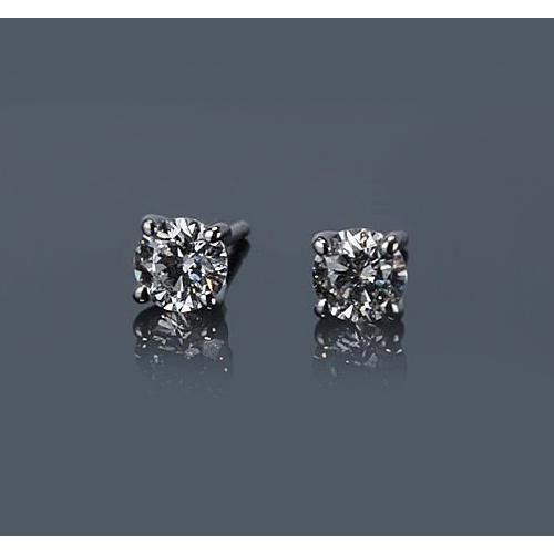 Ohrstecker mit runden Diamanten aus 1 Karat Weißgold 14K - harrychadent.de