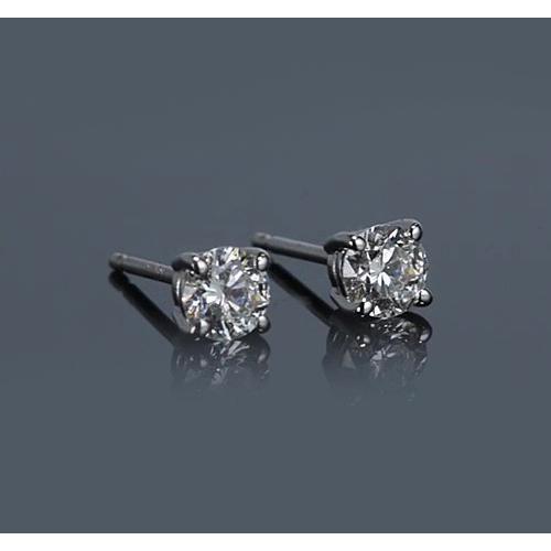 Ohrstecker mit runden Diamanten aus 1 Karat Weißgold 14K - harrychadent.de