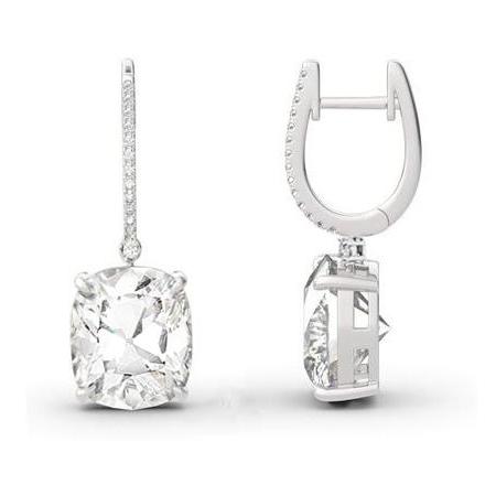 Ohrringe mit Aus der Erde Abgebauter Natürlicher Diamanten im Kissenschliff, 2,40 Karat, echtes 14-karätiges Weißgold