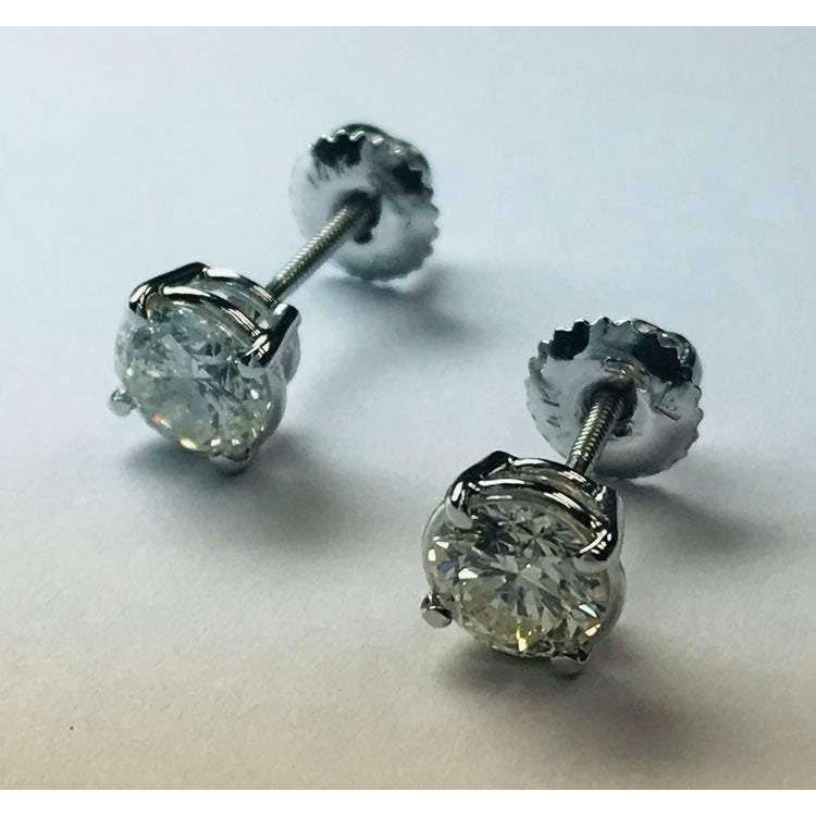 Ohrringe 1,80 Karat Runde Echt Aus der Erde Abgebauter Natürlicher Diamant Ohrstecker