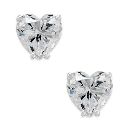 Ohrstecker Herzform Echt Aus der Erde Abgebauter Natürlicher Diamanten 3,50 ct Weißgold 14K