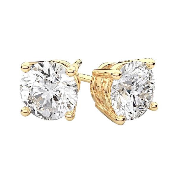 Ohrstecker aus 14-karätigem Gelbgold mit runden Naturdiamanten im Brillantschliff von 3,00 Karat