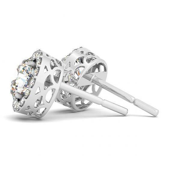 2,10 karat runde diamanten weißgold 14k ohrstecker paar halo-ohrringe
