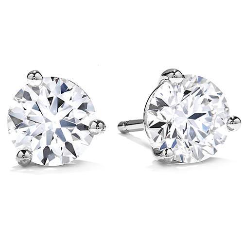 2,10 karat solitär-ohrstecker mit rundem diamant in krappenfassung