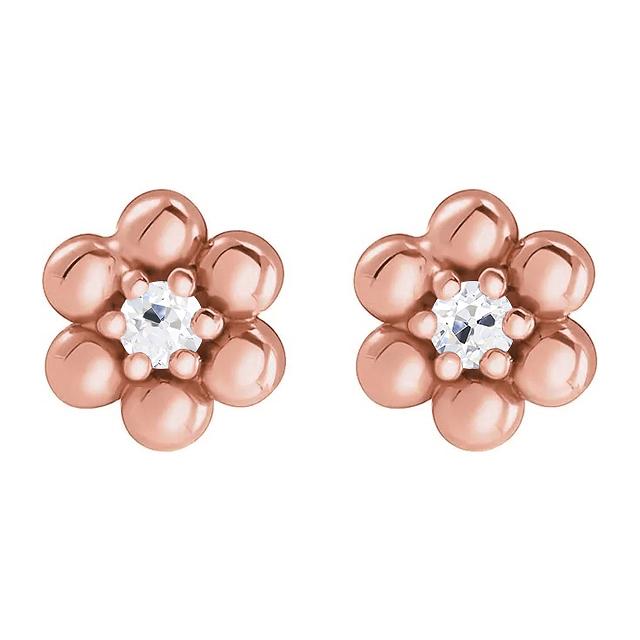 Ohrstecker im Blumenstil 2 Karat alter Bergmann Echt Diamanten Roségold