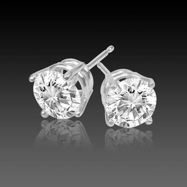 Krappen Set 2 Karat Runder Diamant Damen Ohrstecker Weißgold 14K - harrychadent.de