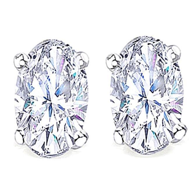 Ohrstecker mit Ovalschliff Diamant 2 Karat G Si1 Weißgold - harrychadent.de