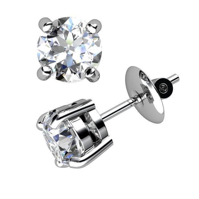 Ohrstecker mit Aus der Erde Abgebauter Natürlicher Diamanten im Rundschliff. Feiner Schmuck aus 1,50 Karat echtem Weißgold (14 Karat).