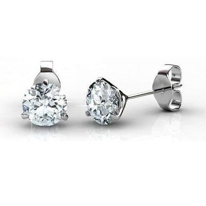 Ohrstecker mit drei Krappen 4,50 Karat Diamanten im Rundschliff 14K - harrychadent.de