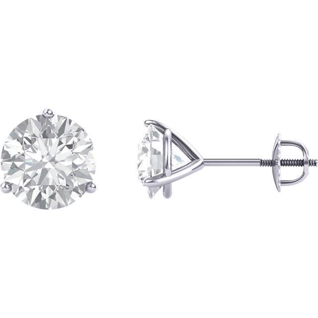 Ohrstecker mit runden Diamanten in Krappenfassung Weißgold 14K 2 Karat - harrychadent.de