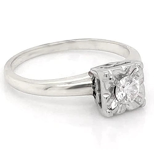 Old European Echt Diamant Solitaire Ring 0,75 Karat 4 Krappen Set Damen Schmuck