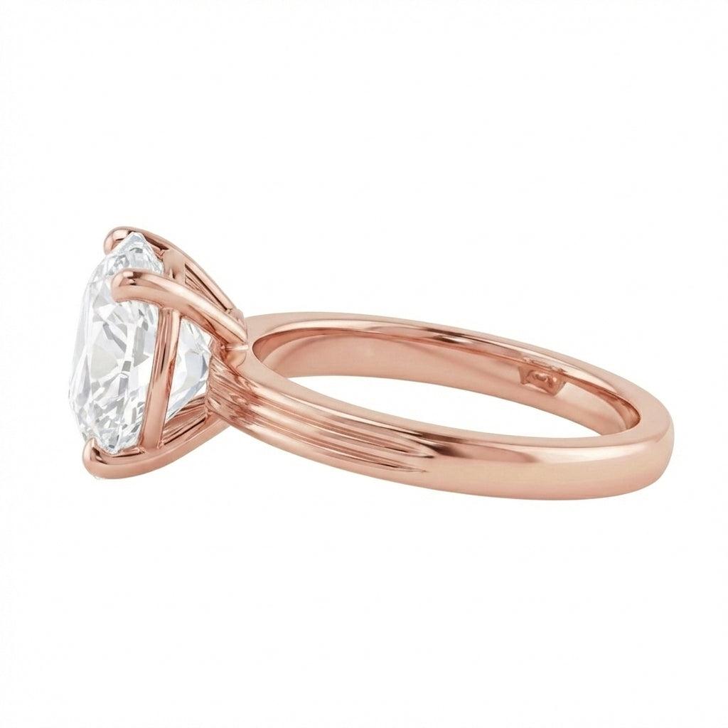 Old Mine Cut Echt Natürlicher Diamant ( nicht im Labor gezüchtet ) Solitaire Ring 5 Karat Roségold Schmuck