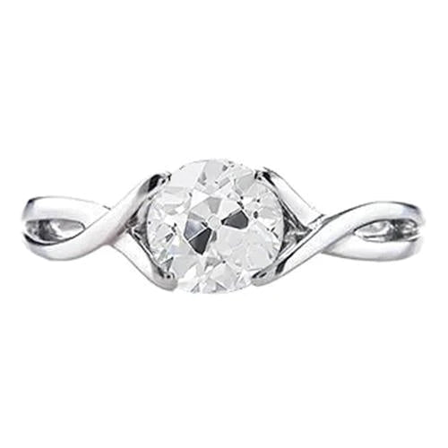 Old Mine Cut Natürlich Diamant Solitaire Ring 1 Karat Split Shank Damen Schmuck