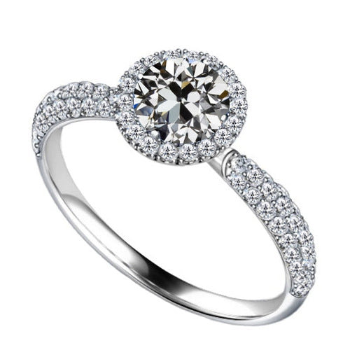 Brillant Halo-Verlobungsring 2,50-Karat 14K Weißgold – Hauptansicht