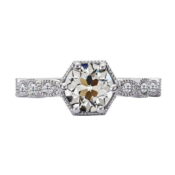 Antik-Kissen-Schliff Brillant Ring in 14K Weißgold – Hauptansicht