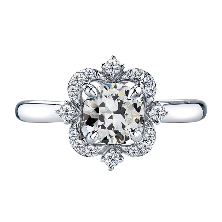 Handgefertigter Halo-Fassung Ring 2 Karat – Hauptansicht