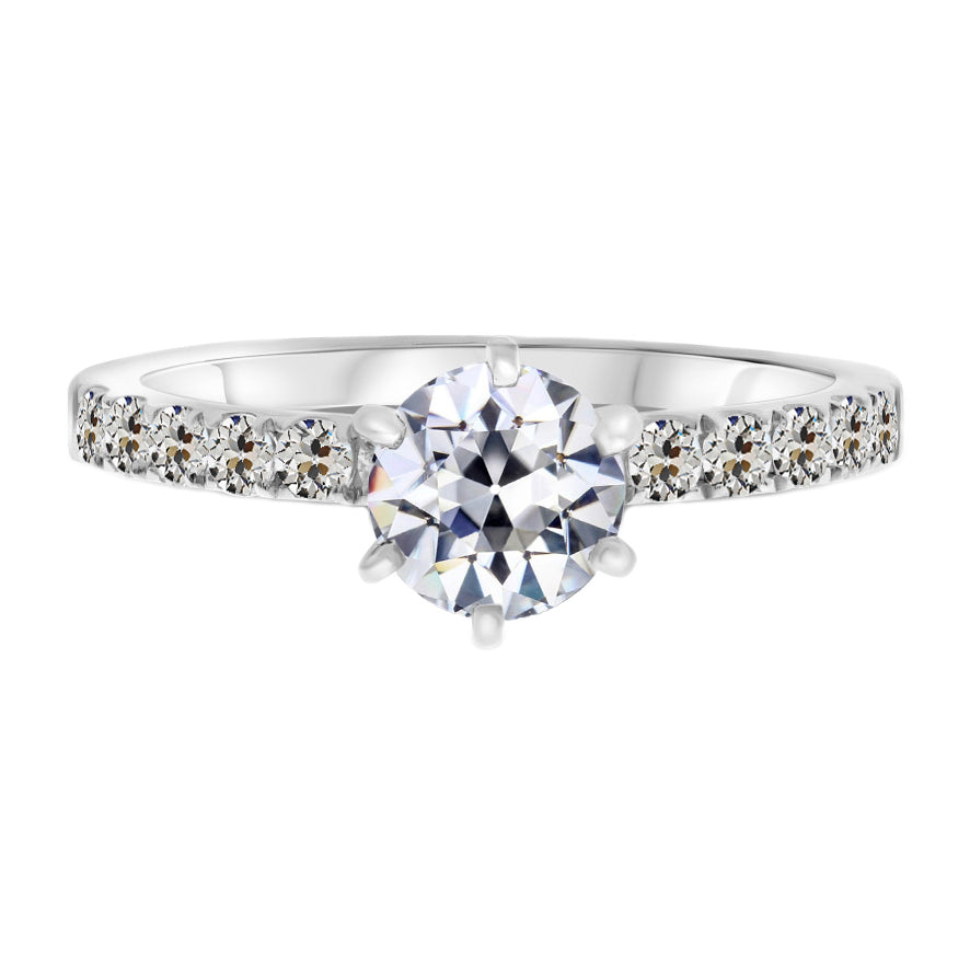 Old Mine Cut Brillant Ring in 14 Karat Weißgold – Hauptansicht