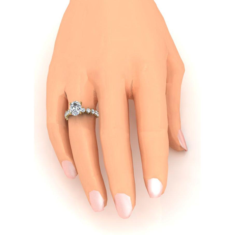 Oval Echter Diamant Ring Mit Akzenten Gelb Gold