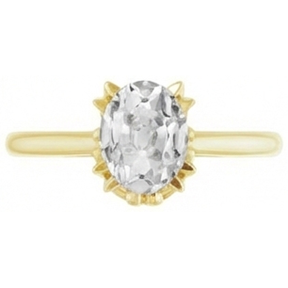 Old Mine Cut Brillant Ring in 14K Gelbgold – Schrägansicht