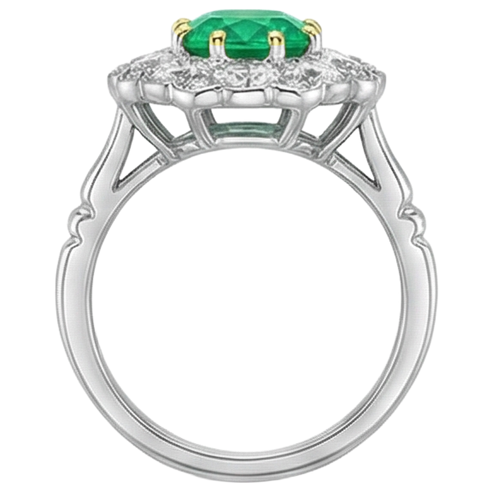 Oval Smaragd Ring in Bicolor 14K Gold – Rückansicht