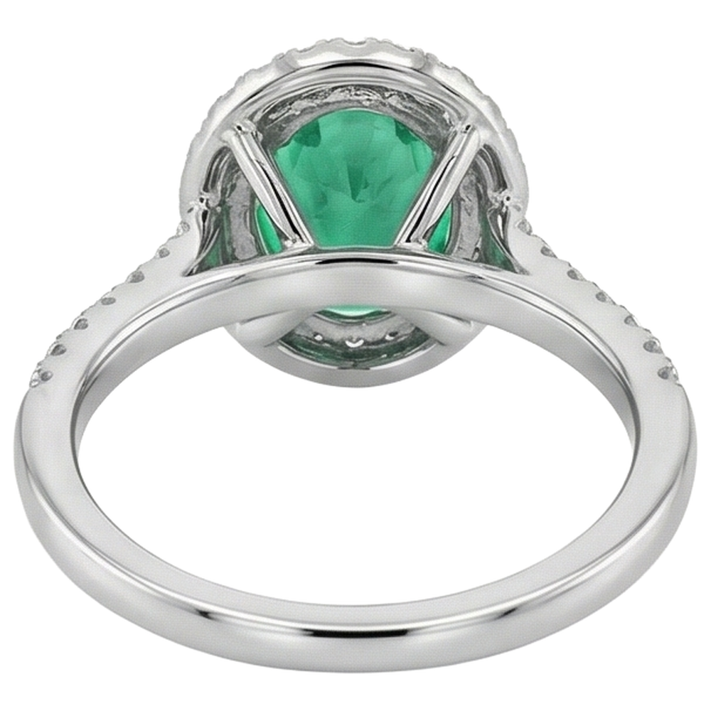 Brillanter Smaragd Farbstein-Ring 3,50 Karat – Rückansicht