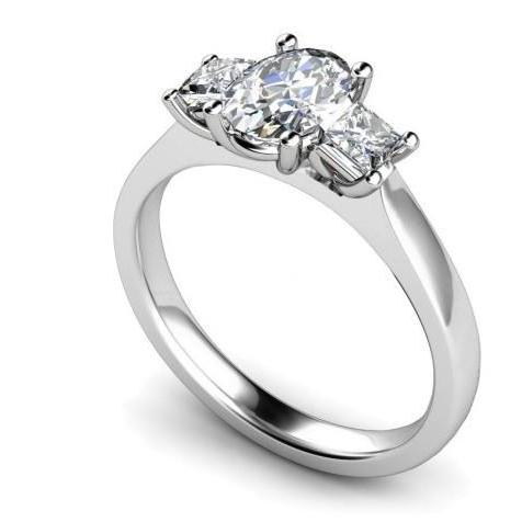 Oval & Princess Cut 2,50 Karat 3 Stein Echt diamanten Jubiläumsring