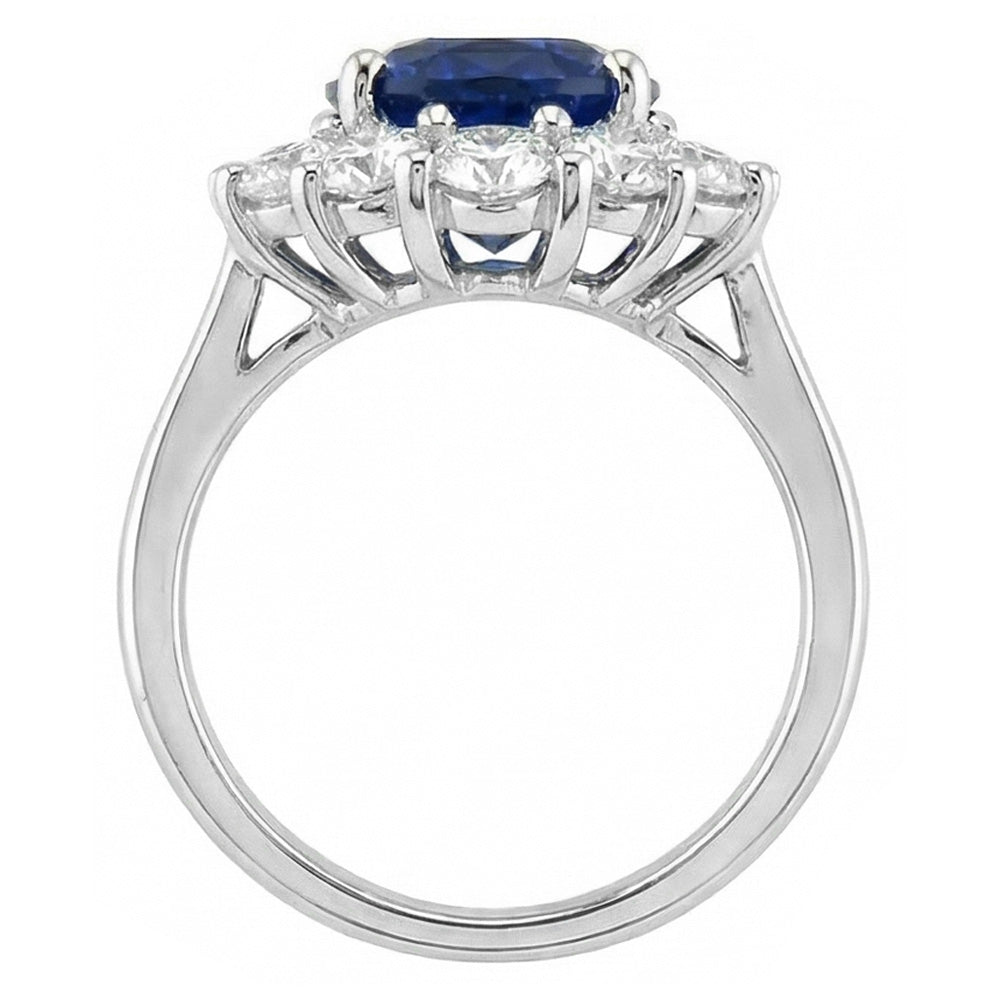 Oval-Schliff Blauer Saphir Farbstein-Ring in 14K Weißgold – 2,50