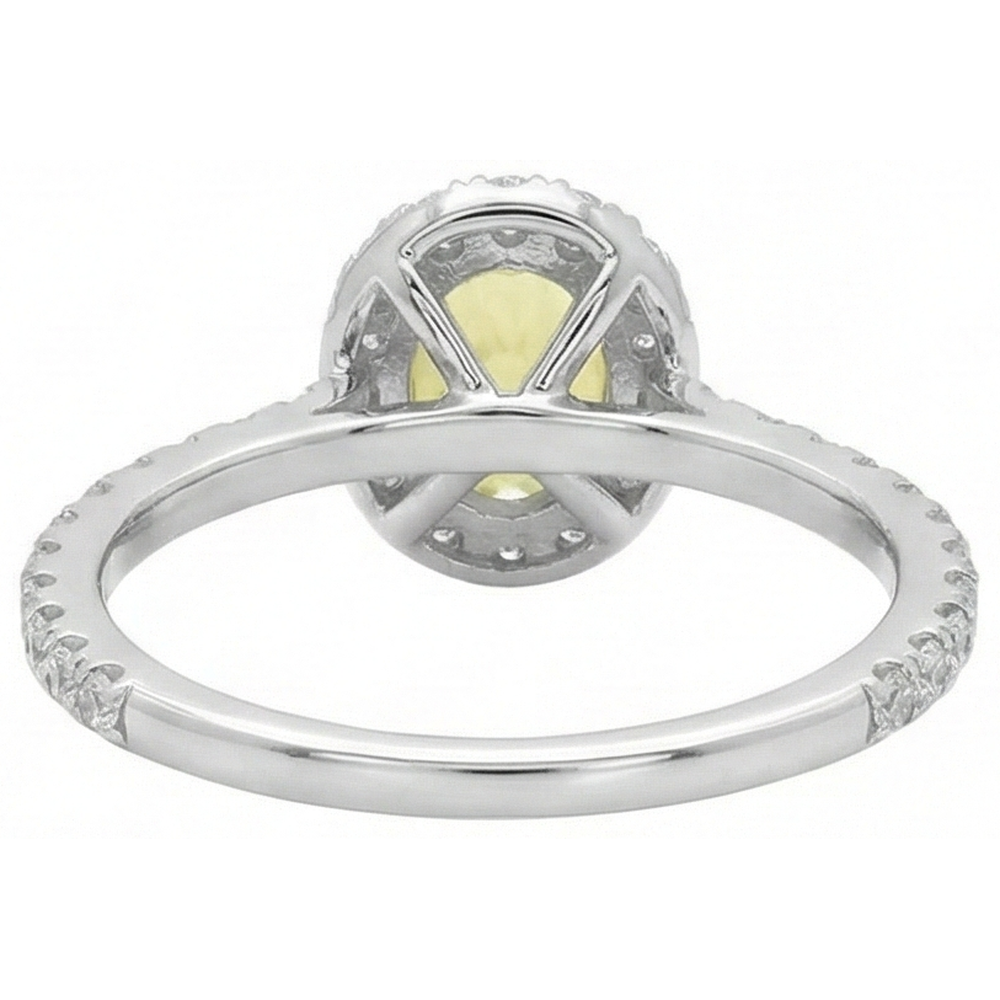 Oval & Rundschliff Gelber Saphir Aus der Erde Abgebauter Natürlicher Diamantring 5 Karat Weißgold 14K