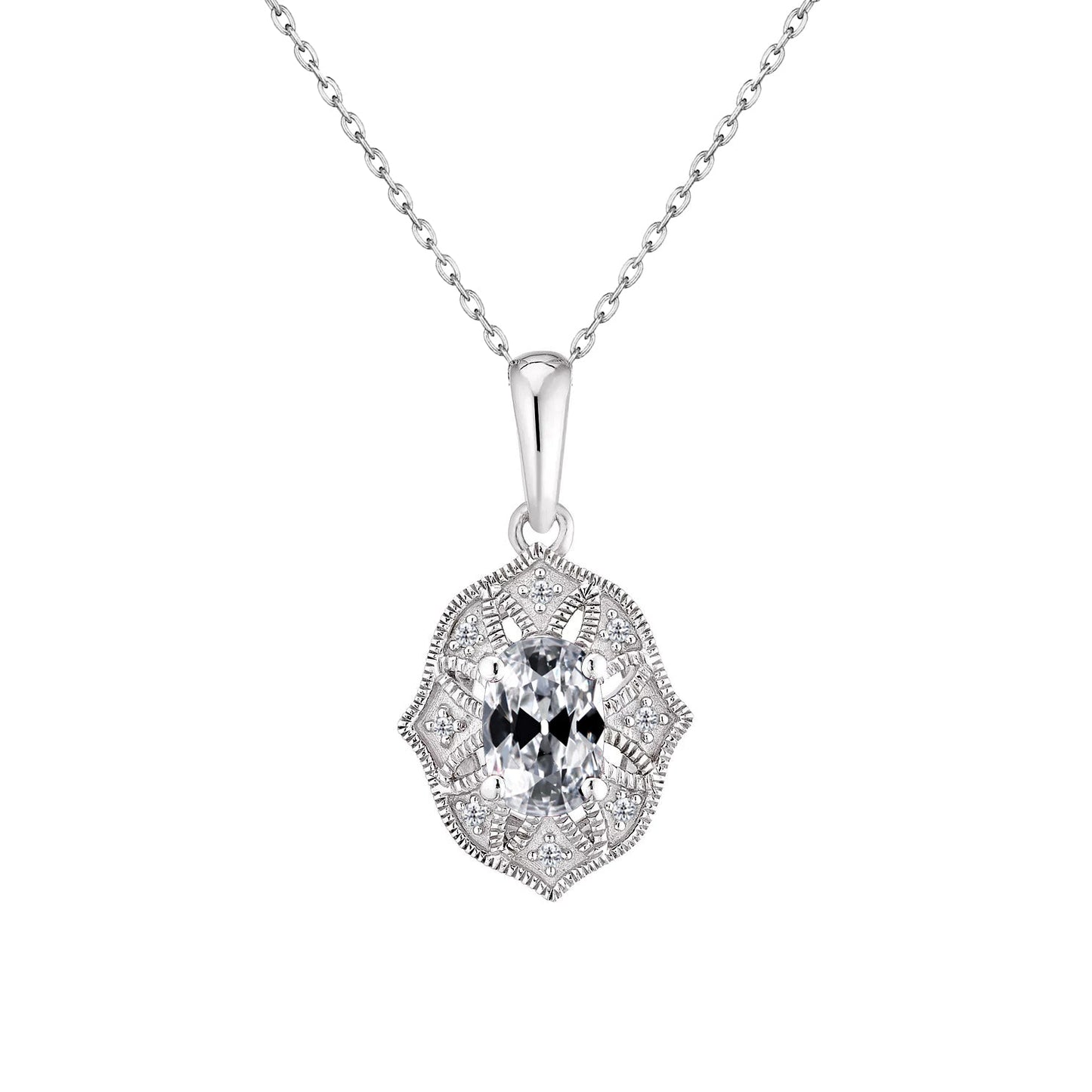Hänge-Anhänger 14K Weißgold mit Edler Diamant – Hauptansicht