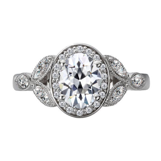 Authentischer Brillant Halo-Ring 3,50 Karat 14K Weißgold – Hauptansicht
