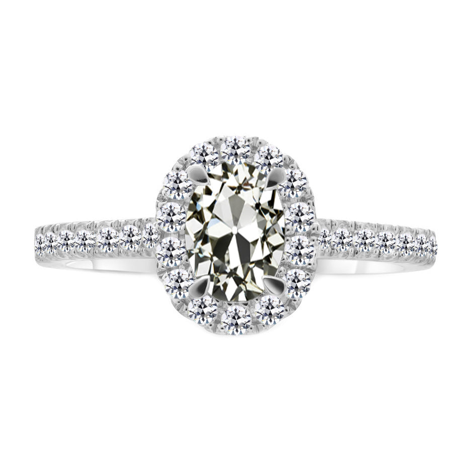 Halo-Verlobungsring 14 Karat Weißgold mit Diamant – Hauptansicht