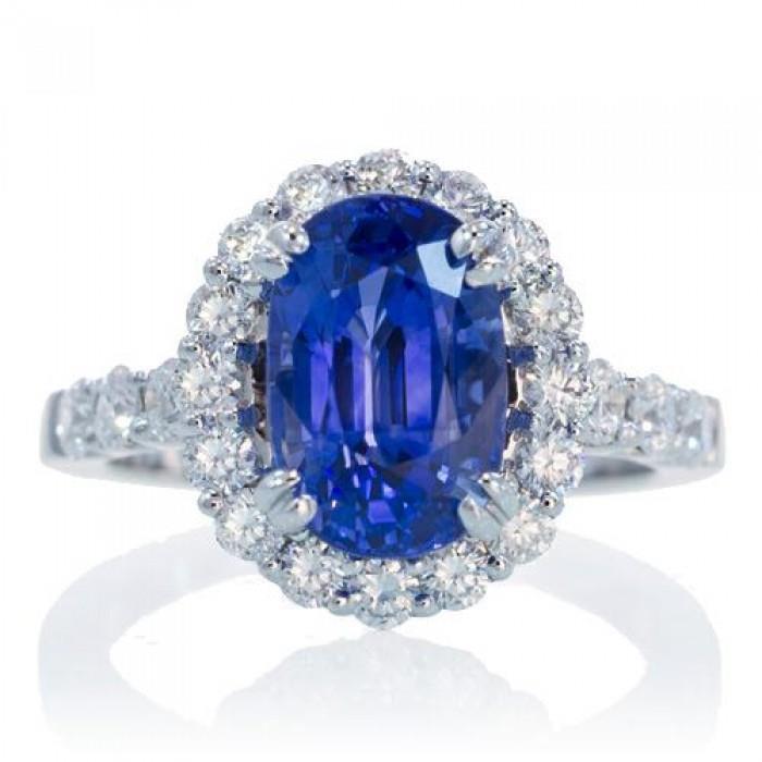 Ovaler 6 Karat Halo-Saphir-Verlobungsring