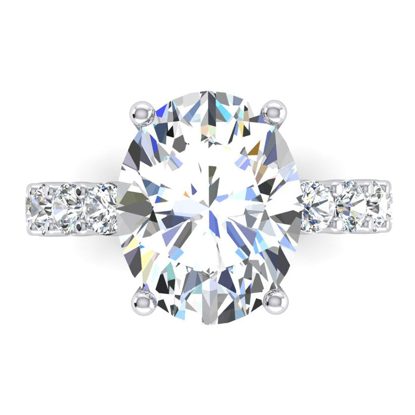 Ovaler Echt Diamant Verlobungsring Mit Akzenten