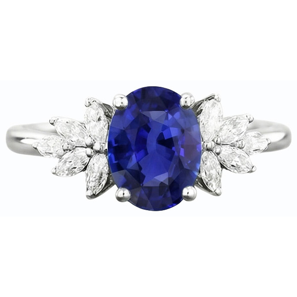 echter oval diamant 3.50Karat ring Profilansicht