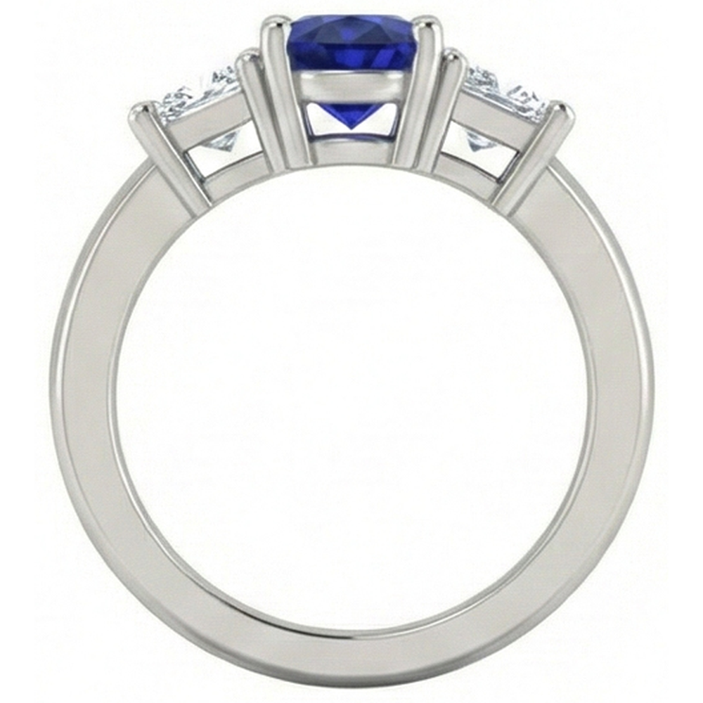 Ovaler Princess Schliff 2,25 Kt Ceylon Saphir Aus der Erde Abgebauter Natürlicher Diamanten Ring Weißgold 14K