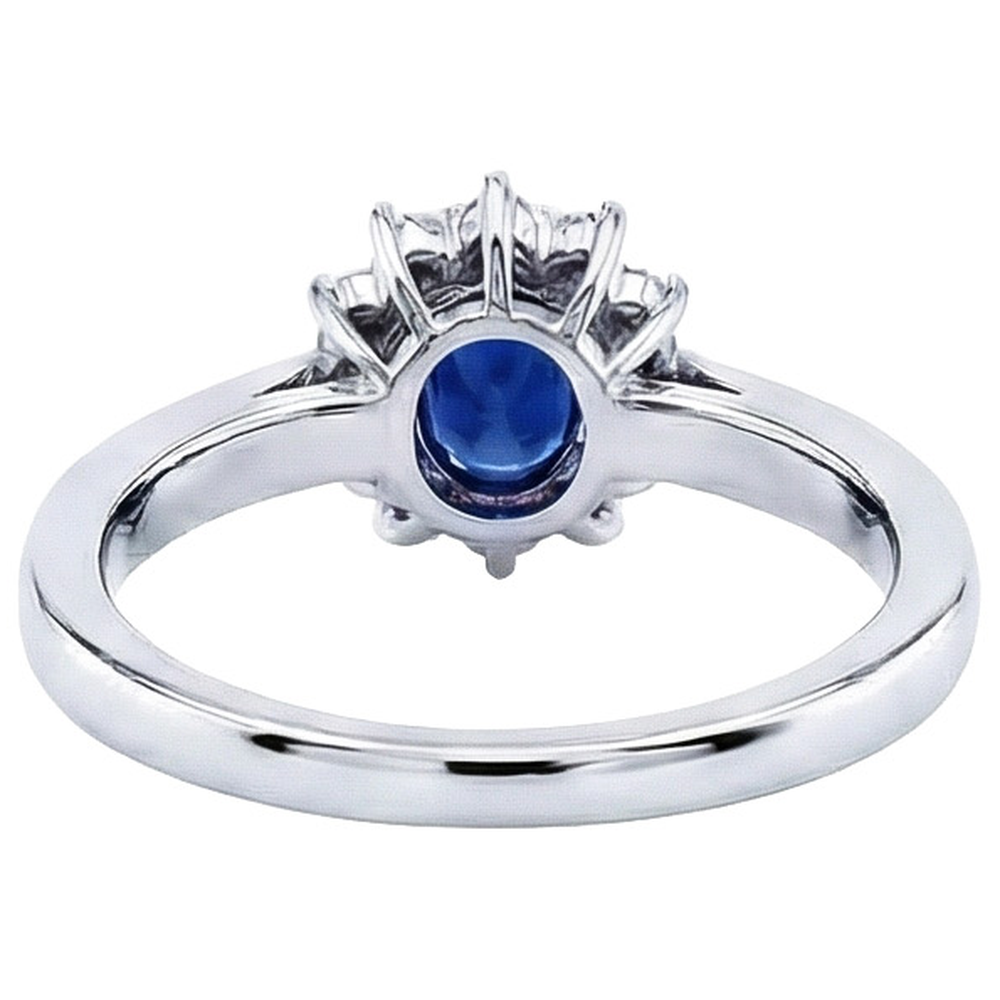 Ovaler Ring mit Ceylon-Saphir und Aus der Erde Abgebauter Natürlicher Diamanten im Rundschliff 2.50 Ct