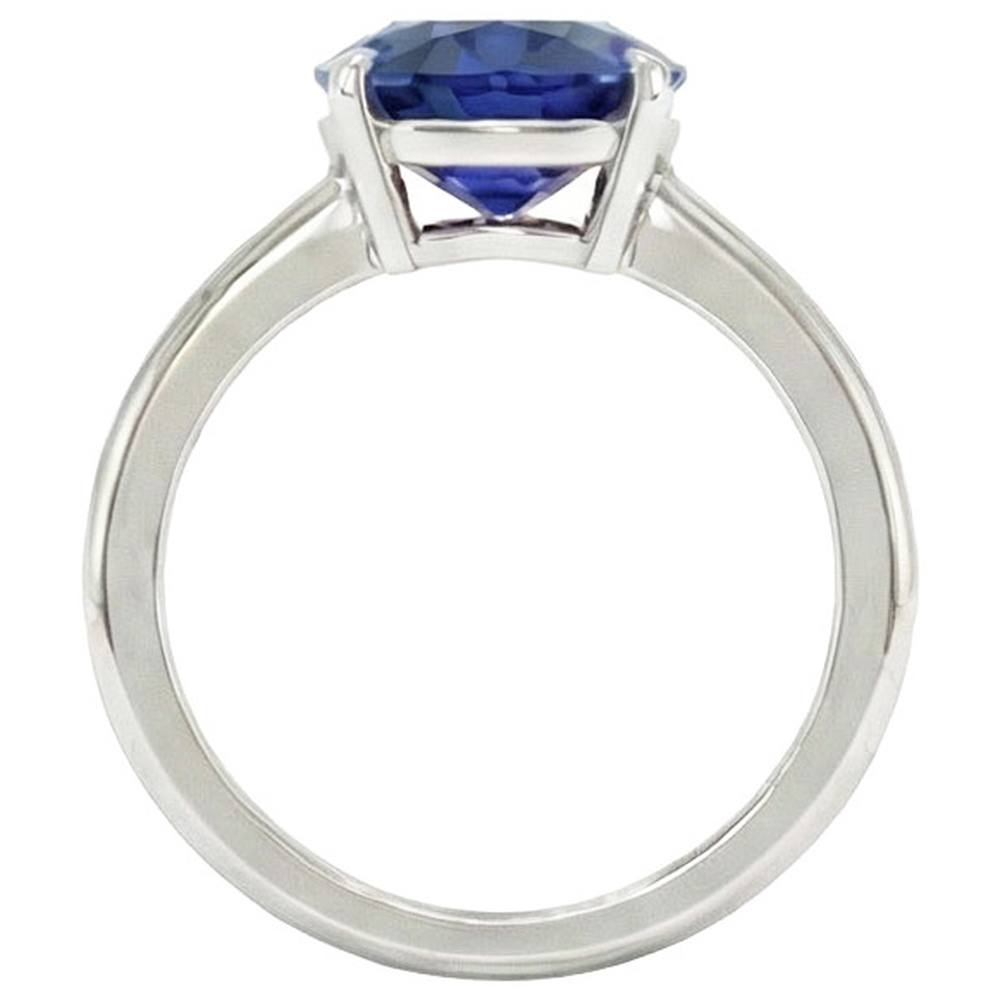 Ovaler Solitaire Ceylon Blauer Saphir Weißgold Ring 4,50 Karat