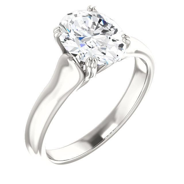 Ovaler Solitär-Verlobungsring mit Echt Diamanten 3.50 Karat Weißgold