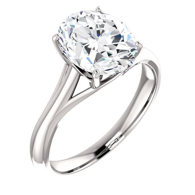 Ovaler Solitärring Echt Diamant 5 Karat Spalierfassung Weißgoldschmuck