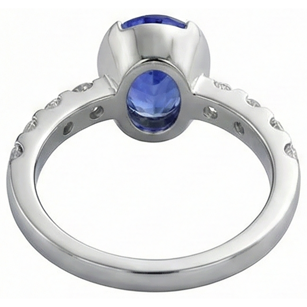 Ovaler Tansanit AAA und Aus der Erde Abgebauter Natürlicher Diamanten Ring Weißgold 4,50 Karat Schmuck