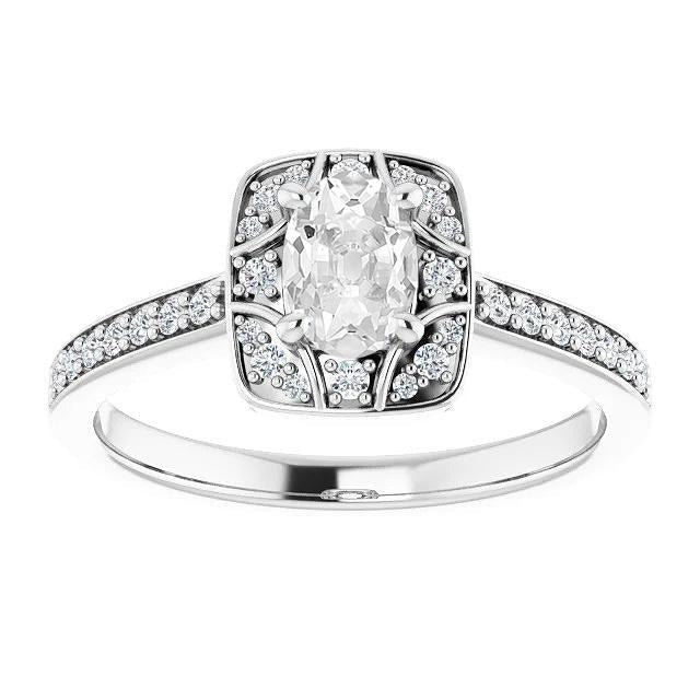 Ovaler alter Bergmann Echt Diamant Halo Ring 14K Weißgold 4.70 Karat