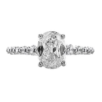 Ovaler alter Bergmann Echt Diamant Solitaire Ring mit Akzenten Schmuck 3 Karat