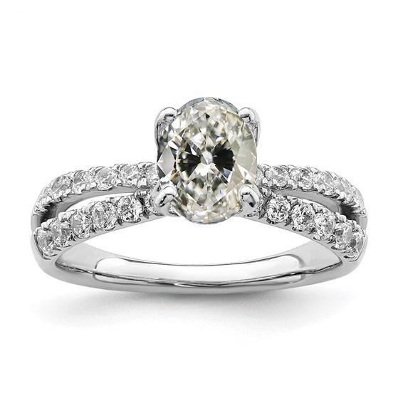 Ovaler alter Bergmann Echt Diamantring Zinke geteilter Schaft 4 Karat Goldschmuck
