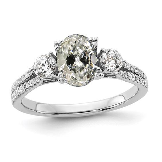 Ovaler alter Minenschliff Echt Diamant Ehering für Damen 5.50 Karat Schmuck