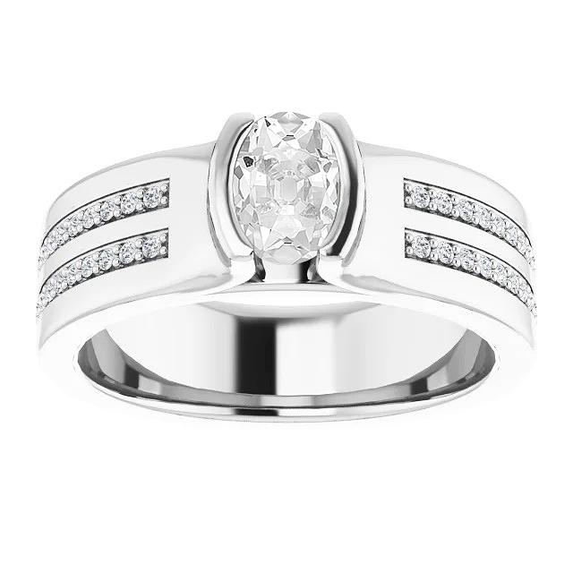 Ovaler alter Minenschliff-Echt Diamantring-Kanalsatz mit dickem Schaft 4.75 Karat