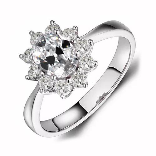 Ovaler alter Minenschliff Halo-Echt Diamant-Ring Stern-Stil Schmuck 3.50 Karat