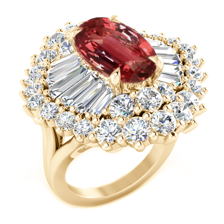 Authentischer Edler Saphir Edelstein-Ring 3 Karat 14 Karat Gelbgold – Hauptansicht