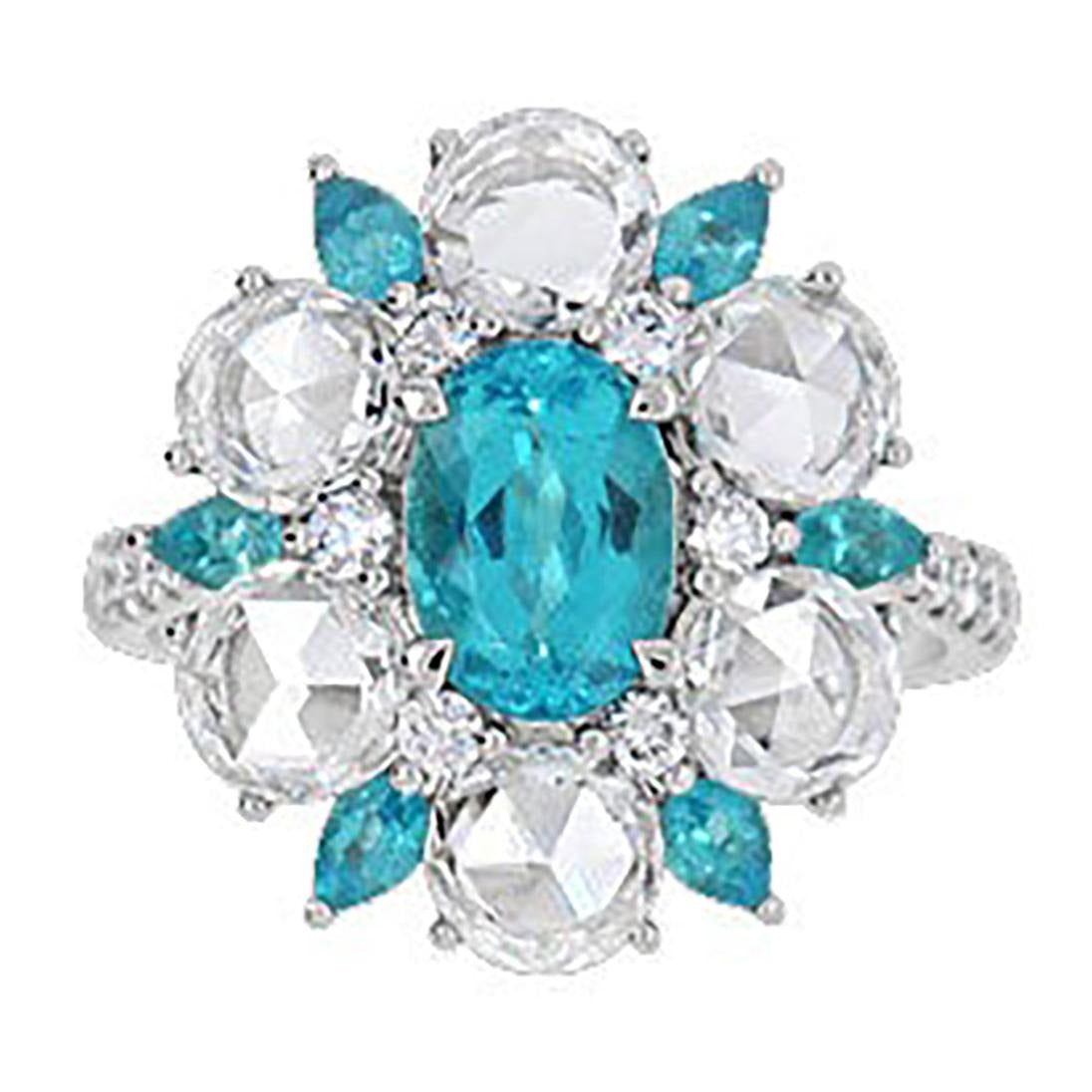 Paraiba-Turmalin-Ring im Blumenstil